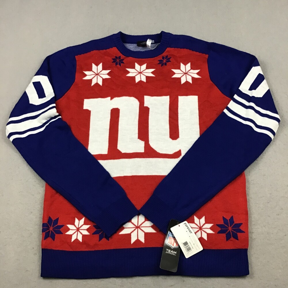 New York Giants Sweater Men Large Red Blue NFL Pullover Ugly Xmas Knit #00 NFL L